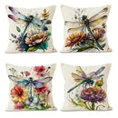 Dragonfly Floral Pattern Pillowcase x Ljojo: Living Room Sofa Chair Cushion Cover