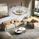 French Designer Crystal Chandelier Adjustable Height Modern Ceiling Light Fixture by Ljojo for Living & Dining Room