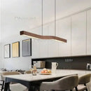Retro Camur Linear Pendant Light | Walnut Wood Grain Hanging Lamp by Ljojo