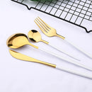 Ljojo 24-Piece Stainless Steel Cutlery Set - Black Western Dinnerware Silverware Set