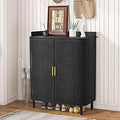 Ljojo™ 4-Door Wooden Storage Cabinet with Adjustable Shelf and Iron Legs
