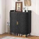 Ljojo™ 4-Door Wooden Storage Cabinet with Adjustable Shelf and Iron Legs