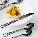 Ljojo 20PCS Stainless Steel Black Plated Cutlery Set with Engraved Handle for Christmas