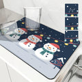 Christmas Snowmen Snowflakes Drying Mat for Kitchen Table Decoration - Ljojo