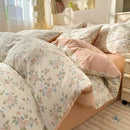 Ljojo Minimalist Cartoon Design Duvet Cover Set in 100% Cotton, 4-Piece Bedding Collection
