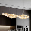 Ljojo Luxury K9 Crystal Pendant Light, Gold Plated Metal, LED Dimmable, Irregular Hanging Lamp