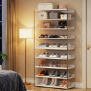 Ljojo™ 8-Tier Acrylic Shoe Rack with Wood Shelves - Modern Shoe Storage Organize 24-32 Pairs