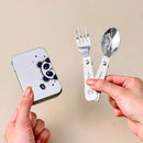 Ljojo 3Pcs Outdoor Folding Stainless Steel Cutlery Set for Camping & Picnic