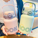 Ljojo 1100ML Kids Straw Thermos Bottle Stainless Steel Travel Insulation Cup