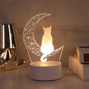 3D Moon Cat Acrylic Visual Night Light LED Monochrome Atmosphere Lighting by Ljojo