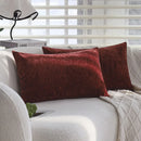 Burgundy Chenille Throw Pillow Covers x2 - Ljojo Home, 30x50, Soft & Retro, Living Room Décor