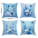 Blue Floral Bird Pillow Covers - Sky Blue Cushion Cases by Ljojo