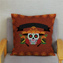 Colorful Day Of The Dead Skull Pattern Pillow Cover by Ljojo