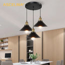 Ljojo 3-Head Retro Industrial Ceiling Chandelier in Black/Gold for Kitchen, Bedroom, Restaurant