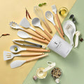 Ljojo 34-Piece Silicone Utensils Set with Wooden Handles