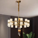 Ljojo Marble Copper LED Chandeliers: High-end Modern Gold Hanging Lamps for Home Decor