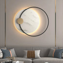 Ljojo Luxury Black Metal & Marble Round Wall Lamp for Bedroom Living Room Hotel