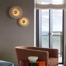 Natural Stone LED Wall Lamp Gold Copper Round Marble Sconce by Ljojo for Home Deco & Lighting