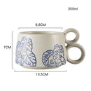 Ljojo 12oz Blue and White Ceramic Coffee Mug - Handmade Stoneware Cup