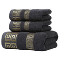 Ljojo Luxury Grey Cotton Towels Set: 1 Bath Towel, 2 Hand Towels - Quick Dry & Absorbent