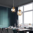Ljojo Amber Smoke Gray Glass Pendant Lamp LED E27 Hanging Light Dining Room Kitchen Island