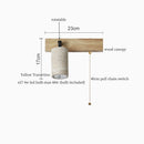Ljojo Mid Century Modern LED Wall Light Pull Chain Switch Yellow Travertine Bedroom Lamps