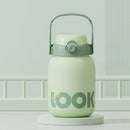 Ljojo 1100ML Kids Straw Thermos Bottle Stainless Steel Travel Insulation Cup