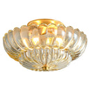 Copper Small Ceiling Lamp with Flower Petals Glass Led Lighting - Ljojo