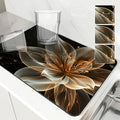 Floral Lines Translucent Flowers Non-Slip Drying Mat for Kitchen Counter by Ljojo