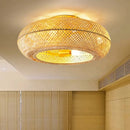 Bamboo Ceiling Fan with Lights Remote Control - 50cm Invisible Blades by Ljojo