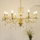 French Retro Crystal Pearl Chandeliers Luxurious Brass Villa Living Dining Pendant Lights Ljojo