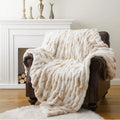 Ljojo Luxe Dual Sided Plush Faux Rabbit Fleece Throw Blanket