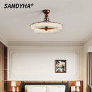 Ljojo Modern High-end Glass Chandelier LED Ceiling Light Fixture for Bedroom Living Room Dining Table