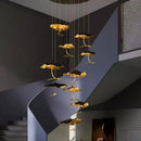 Ljojo Italy Metal Golden Black LED Pendant Lights for Master Bedroom Island Villa Chandelier