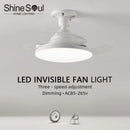 LED Ceiling Fan Light with Invisible Telescopic Blades: Remote Control, Dimmable - Ljojo