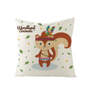 Ljojo Lovely Animals Linen Cushion Cover - Cute Bear Fox Deer Print