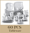 Ljojo 30/60-Piece White Porcelain Dinner Set Tableware for 6/12