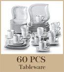 Ljojo 30/60-Piece White Porcelain Dinner Set Tableware for 6/12