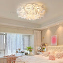 Ljojo Creamy Style Feather Ceiling Lamp LED Light for Bedroom Living Room - Full Spectrum Glow