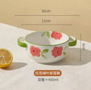 Ljojo 4.7-inch Ceramic Double Ear Steamed Egg Bowl
