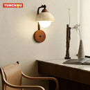 Japanese Warm Yellow Travertine Half Circle LED Wall Lamp Modern Simple Home Decor Ljojo