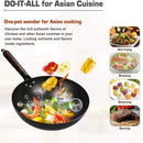 Ljojo 28cm Iron Frying Wok Pan, Handmade Cast, Gas Stove Kitchen Cookware