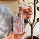 Cute Bow Plastic Cup with Lid & Straw, Ljojo Tumbler Jar - Party Gift for Coffee, Juice, Water