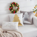 Grey Deer Christmas Tree Embroidered Cushion Cover by Ljojo – Cozy Living Room Decor