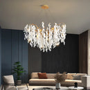 Gold Tree Branch Crystal Chandelier - Elegant White Jade Lampshade - Ljojo