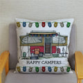 Happy Campers Owl Motorhome Print Pillow Case by Ljojo