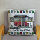 Happy Campers Owl Motorhome Print Pillow Case by Ljojo