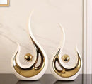 Ljojo™ Gold Swan Lovers Porcelain Figurines Room Decor Crafts