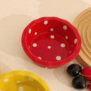 Ljojo 5.5" Ceramic Polka Dot Fruit Bowl - Korean Style Dessert Dish & Tableware