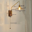 Ljojo LED Glass Copper Wall Sconce Modern Stair Light Fixtures for Home Decor